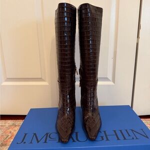 J. McLaughlin Dark Brown Crocodile Boots